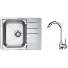 ALVEUS Set LINE 110 Edelstahlspüle 615x500 mm + Küchenarmatur KARINA Chrom