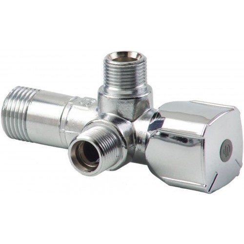 Kombi-Eckventil A-80 1/2"x3/8"x3/8" mit zwei Anschlüssen, antical
