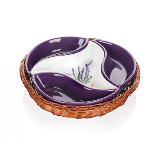 BANQUET 4 Snack-Schalen im Weidenkorb LAVENDER 23 cm, 601556LAV BANQUET 4 Snack-Schalen im Weidenkorb LAVENDER 23 cm, 601556LAV