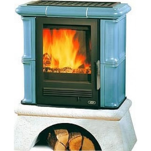ABX Warmwasser-Kachelofen BAVARIA K 4634-7, Rustikalsockel, blau ABX Warmwasser-Kachelofen BAVARIA K 4634-7, Rustikalsockel, blau