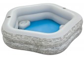 BESTWAY TruPrint Family Pool 213 x 206 x 53 cm, Steinwand-Optik 54423