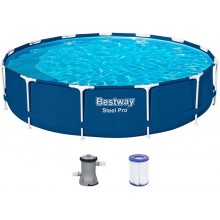 BESTWAY Steel Pro Frame Pool 396 x 84 cm, Set mit Filterpumpe 5612E