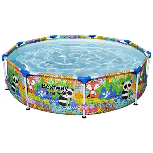 BESTWAY Steel Pro Frame Pool ohne Pumpe, 274 x 66 cm, buntes Panda- und Fuchs-Design 5612F BESTWAY Steel Pro Frame Pool ohne Pumpe, 274 x 66 cm, buntes Panda- und Fuchs-Design 5612F