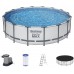 BESTWAY Steel Pro Max Frame Pool 488 x 122 cm, Komplett-Set mit Filterpumpe 5612Z