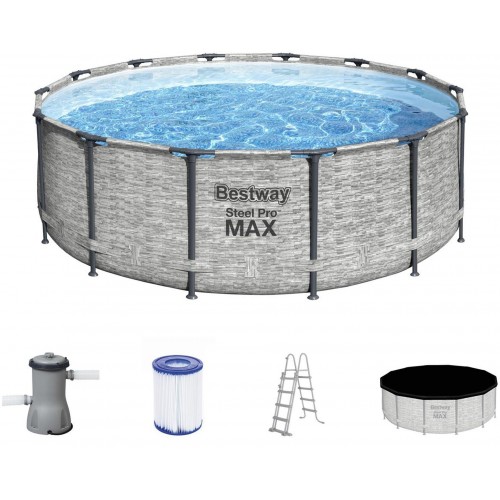 BESTWAY Steel Pro Max Frame Pool Komplett-Set 427 x 122 cm, mit Filterpumpe 5619D