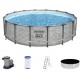 BESTWAY Steel Pro Max Frame Pool Komplett-Set 488 x 122 cm, mit Filterpumpe 5619E