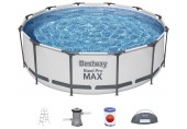 BESTWAY Steel Pro Max Frame Pool Set 366 x 100 cm, mit Filterpumpe + Verdeck 5619N