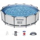 BESTWAY Steel Pro Max Frame Pool Set 366 x 100 cm, mit Filterpumpe + Verdeck 5619N