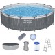 BESTWAY Steel Pro Max Frame Pool 457 x 107 cm, Komplett-Set mit Filterpumpe 561GD