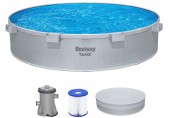 BESTWAY Tanx Stahlwandpool Set mit Filterpumpe 305 x 61 cm, grau, rund 561RW