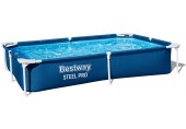 BESTWAY Steel Pro Frame Pool 221 x 150 x 43 cm, ohne Pumpe, eckig, blau 56401