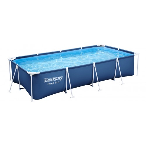 BESTWAY Steel Pro Frame Pool 400 x 211 x 81 cm, ohne Pumpe, eckig, blau 56405