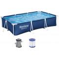 BESTWAY Steel Pro Frame Pool 300 x 201 x 66 cm, Set mit Filterpumpe 56411