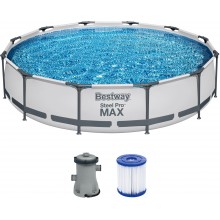 BESTWAY Steel Pro Max Frame Pool 366 x 76 cm, Set mit Filterpumpe 56416