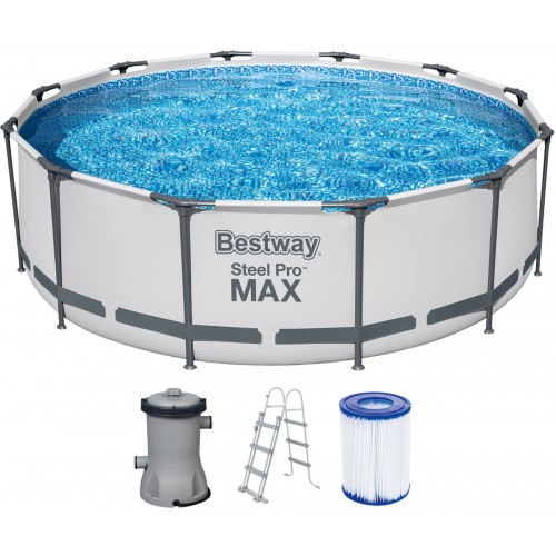 BESTWAY Steel Pro Max Frame Pool 366 x 100 cm, Set mit Filterpumpe 56418