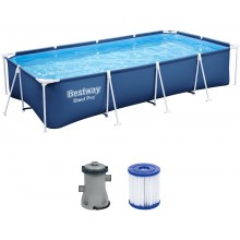 BESTWAY Steel Pro Frame Pool 400 x 211 x 81 cm, Set mit Filterpumpe 56424