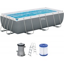BESTWAY Power Steel Frame Pool 404 x 201 x 100 cm, Komplett-Set mit Filterpumpe 56441