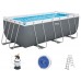 BESTWAY Power Steel Frame Pool 412 x 201 x 122 cm, Kompett-Set mit Sandfilteranlage 56457