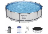 BESTWAY Steel Pro Max Frame Pool 457 x 107 cm, Komplett-Set mit Filterpumpe 56488