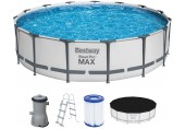 BESTWAY Steel Pro Max Frame Pool 457 x 107 cm, Komplett-Set mit Filterpumpe 56488