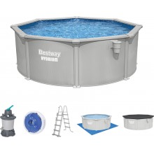 BESTWAY Hydrium Stahlwandpool Komplett-Set 360 x 120 cm, mit Sandfilteranlage 56574