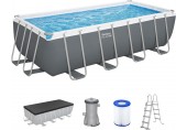 BESTWAY Steel Pro Max Frame Pool 488 x 244 x 122 cm, Komplett-Set mit Filterpumpe 56670