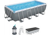 BESTWAY Power Steel Frame Pool 488 x 244 x 122 cm, Komplett-Set mit Sandfilteranlage 56671
