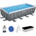 BESTWAY Power Steel Frame Pool 488 x 244 x 122 cm, Komplett-Set mit Sandfilteranlage 56671