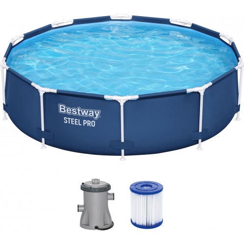 BESTWAY Steel Pro Frame Pool 305 x 76 cm, Set mit Filterpumpe 56679