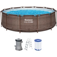 BESTWAY Steel Pro Max Frame Pool 366 x 100 cm, Komplett-Set mit Filterpumpe 56709