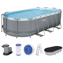 BESTWAY Power Steel Frame Pool 549 x 274 x 122 cm, Komplett-Set mit Filterpumpe 56710