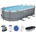 BESTWAY Power Steel Frame Pool 549 x 274 x 122 cm, Komplett-Set mit Filterpumpe 56710