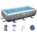 BESTWAY Power Steel Frame Pool-Set 404 x 201 x 100 cm, mit Filterpumpe, Rattan-Optik 56721