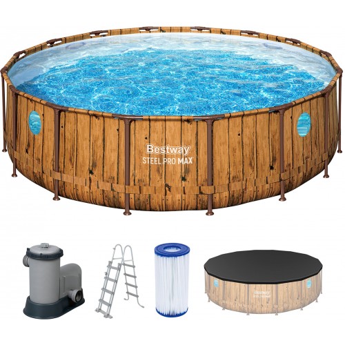 BESTWAY Power Steel Frame Pool Swim Vista Series 488 x 122 cm, mit Filterpumpe 56725