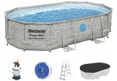 BESTWAY Power Steel Swim Vista Series Pool 488 x 305 x 107 cm, mit Sandfilteranlage 56946