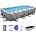 BESTWAY Power Steel Frame Pool 488 x 244 x 122 cm, Komplett-Set mit Filterpumpe 56996