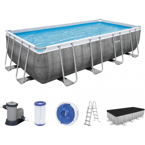 BESTWAY Power Steel Frame Pool 549 x 274 x 122 cm, Komplett-Set mit Filterpumpe 56998