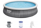 BESTWAY Fast Set Pool 457 x 107 cm, mit Filterpumpe, Rattan-Optik 57372