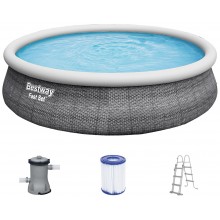 BESTWAY Fast Set Pool 457 x 107 cm, mit Filterpumpe, Rattan-Optik 57372