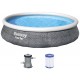 BESTWAY Fast Set Pool 396 x 84 cm, mit Filterpumpe, Rattan-Optik 57376