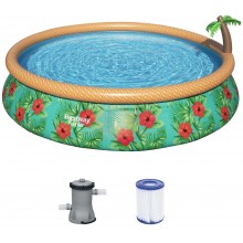 BESTWAY Fast Set Aufstellpool-Set 457 x 84 cm, mit Wassersprinkler und Filterpumpe 57416