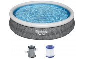 BESTWAY Fast Set Pool 366 x 76 cm, mit Filterpumpe, Rattan-Optik 57445