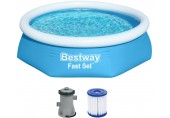 BESTWAY Fast Set Aufstellpool-Set 244 x 61 cm, mit Filterpumpe, blau 57450