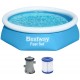 BESTWAY Fast Set Aufstellpool-Set 244 x 61 cm, mit Filterpumpe, blau 57450