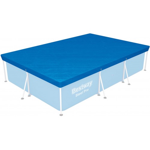 BESTWAY PE-Abdeckplane 304 x 205 cm, für eckige 300 x 201 cm Steel Pro Pools, blau 58106