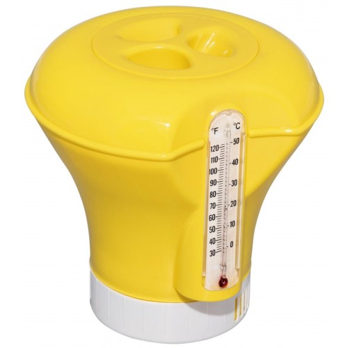 BESTWAY Flowclear Dosierschwimmer mit Thermometer 18,5 cm, gelb 58209