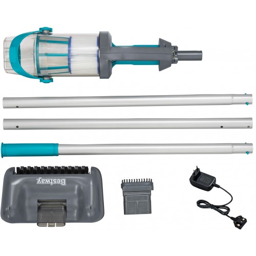 BESTWAY AquaGrip Akkubetriebener Handpoolsauger mit Filterkartusche 250 cm 58946