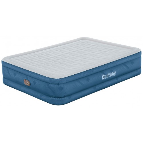 BESTWAY Fortech Snugable Top Luftbett mit integrierter Pumpe, 203 x 152 x 46 cm 69075