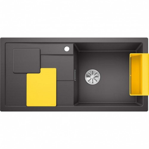 BLANCO SITY XL 6 S Einbauspüle Siligranit InFino felsgrau mit Zubehör in lemon 525053