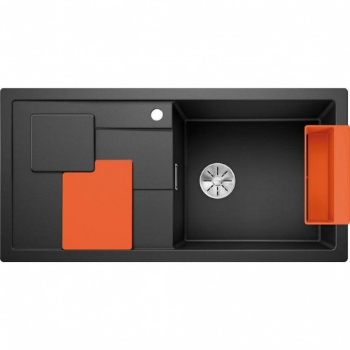 BLANCO SITY XL 6 S Einbauspüle Siligranit InFino anthrazit Zubehör in orange 525056